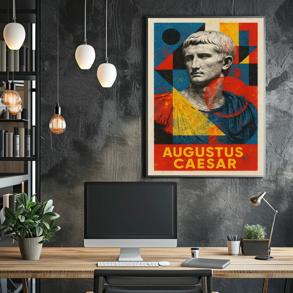 Augustus Caesar Bust Geometric Abstract Artistic Wall Poster