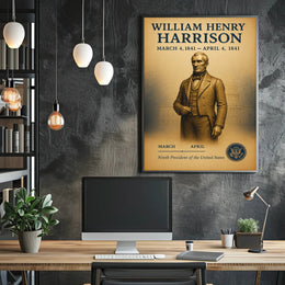 William Henry Harrison Vintage Historical Presidential Poster PosterGoat