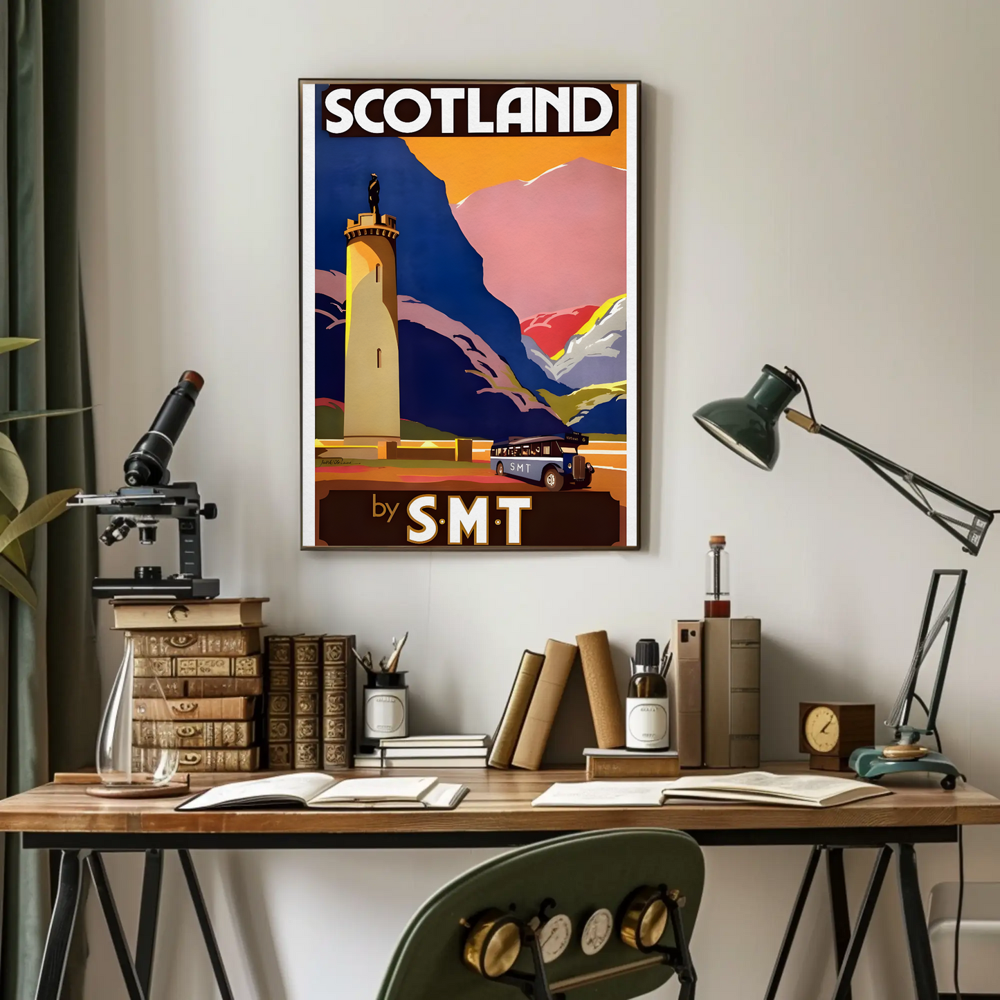 Scotland SMT Bus Travel Vintage Poster