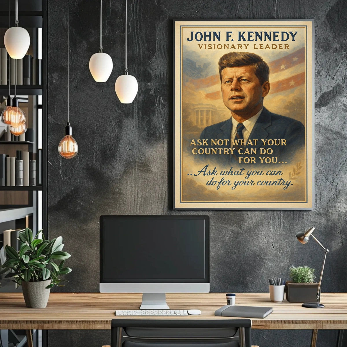 John F. Kennedy Inspirational Leadership Poster Print