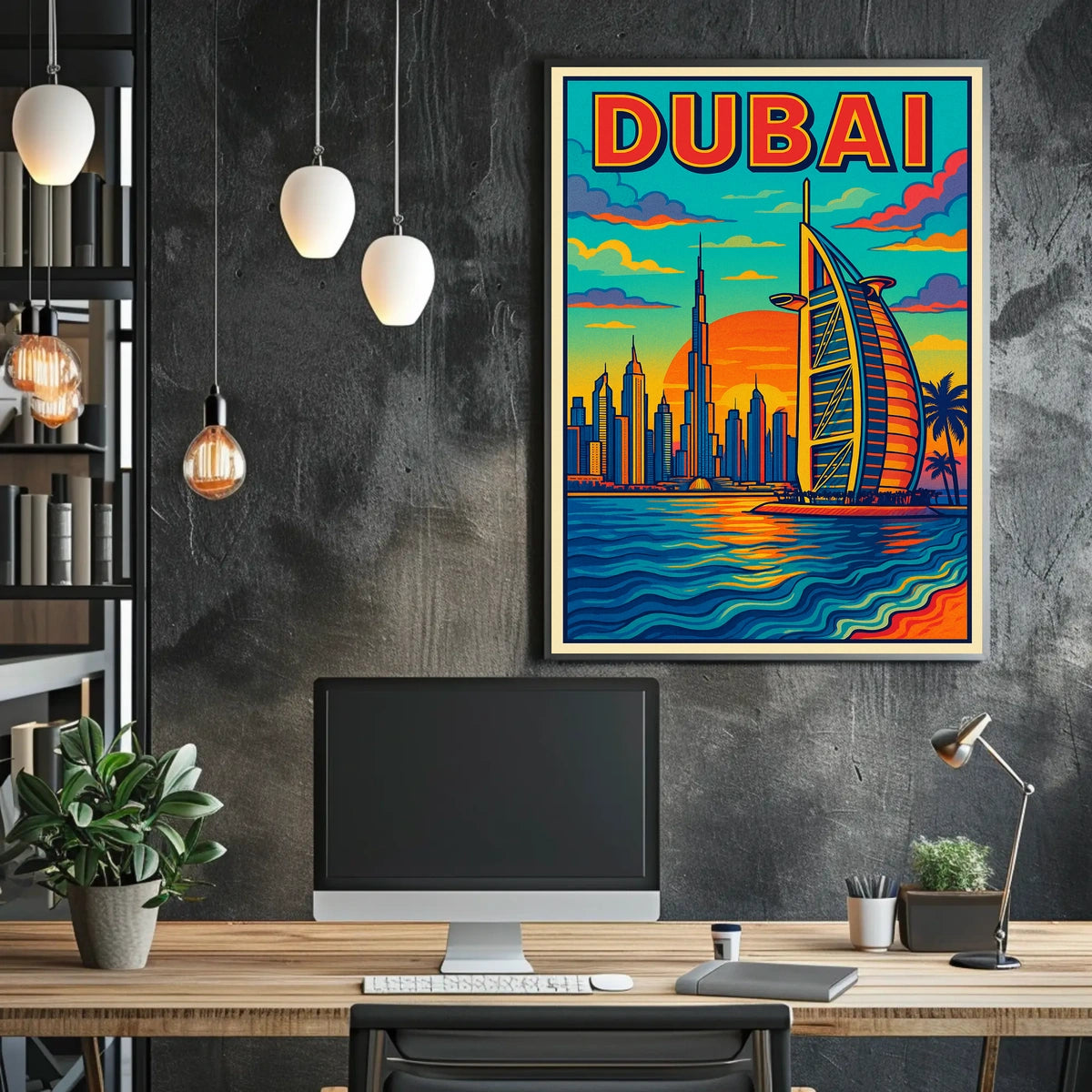 Dubai Skyline Illustration Poster