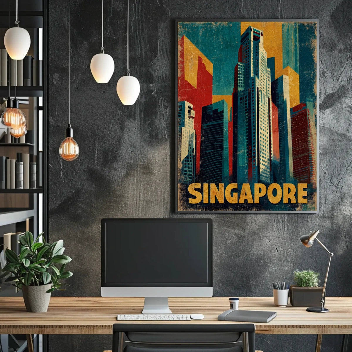 Singapore Skyline Art Poster