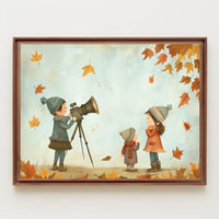 Charming Autumnal Children Illustration Poster for Home Decor