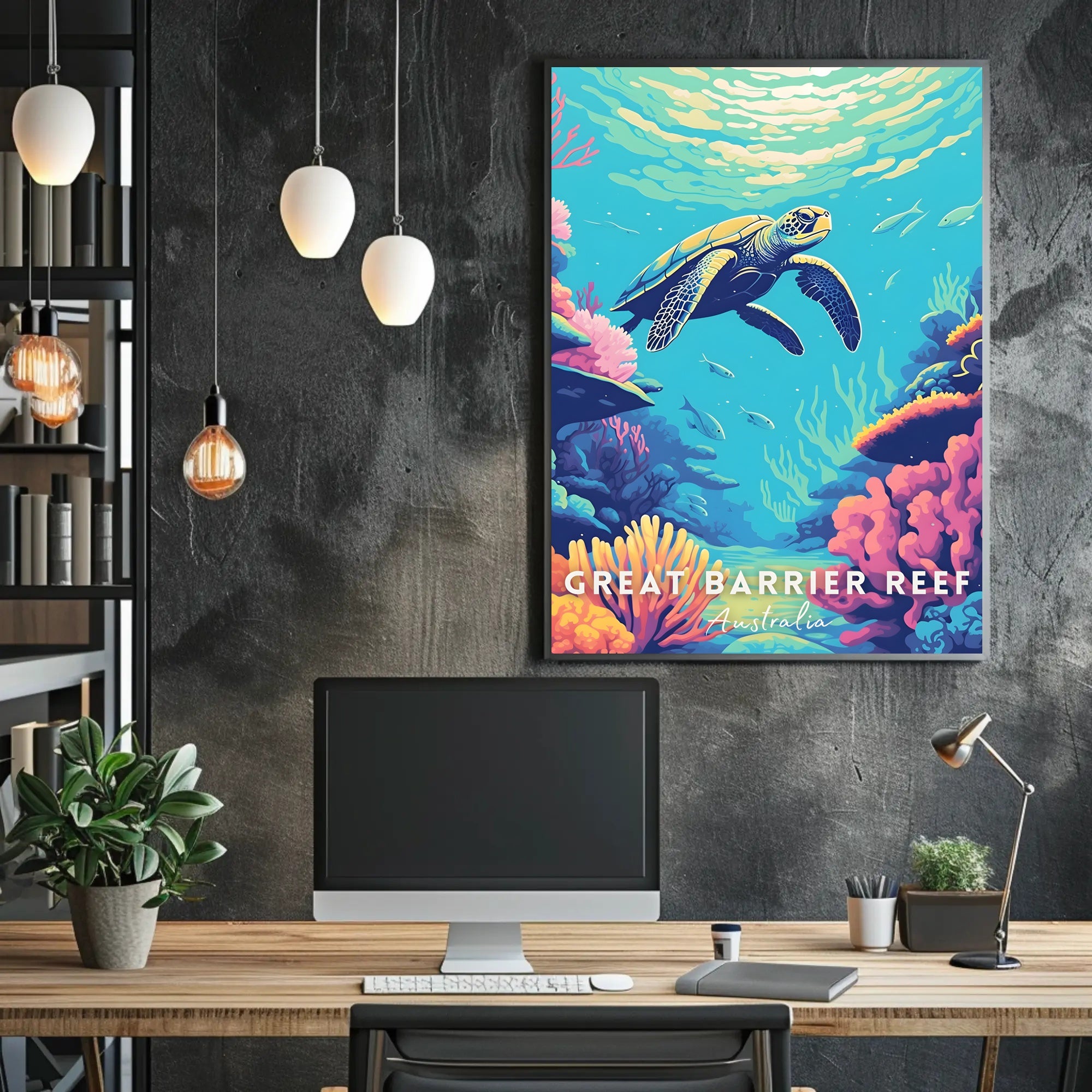Underwater Sea Turtle: Vibrant Animal Poster