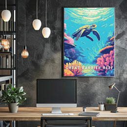 Underwater Sea Turtle: Vibrant Animal Poster