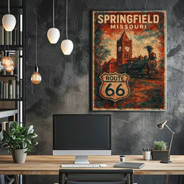 Route 66 Springfield Missouri Vintage Travel Poster