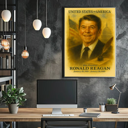 Ronald Reagan 40th President of the United States Vintage Watercolor Poster