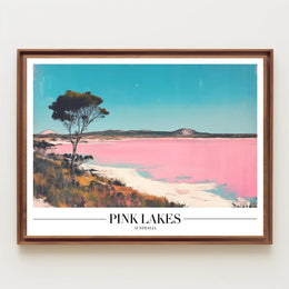 Serene Pink Lakes at Dusk Travel Poster