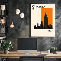 Chicago Cityscape Silhouette Art Print Travel Poster