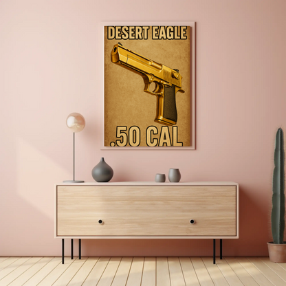 Desert Eagle Golden 50 Cal Metallic Firearm Pistol Gun Poster