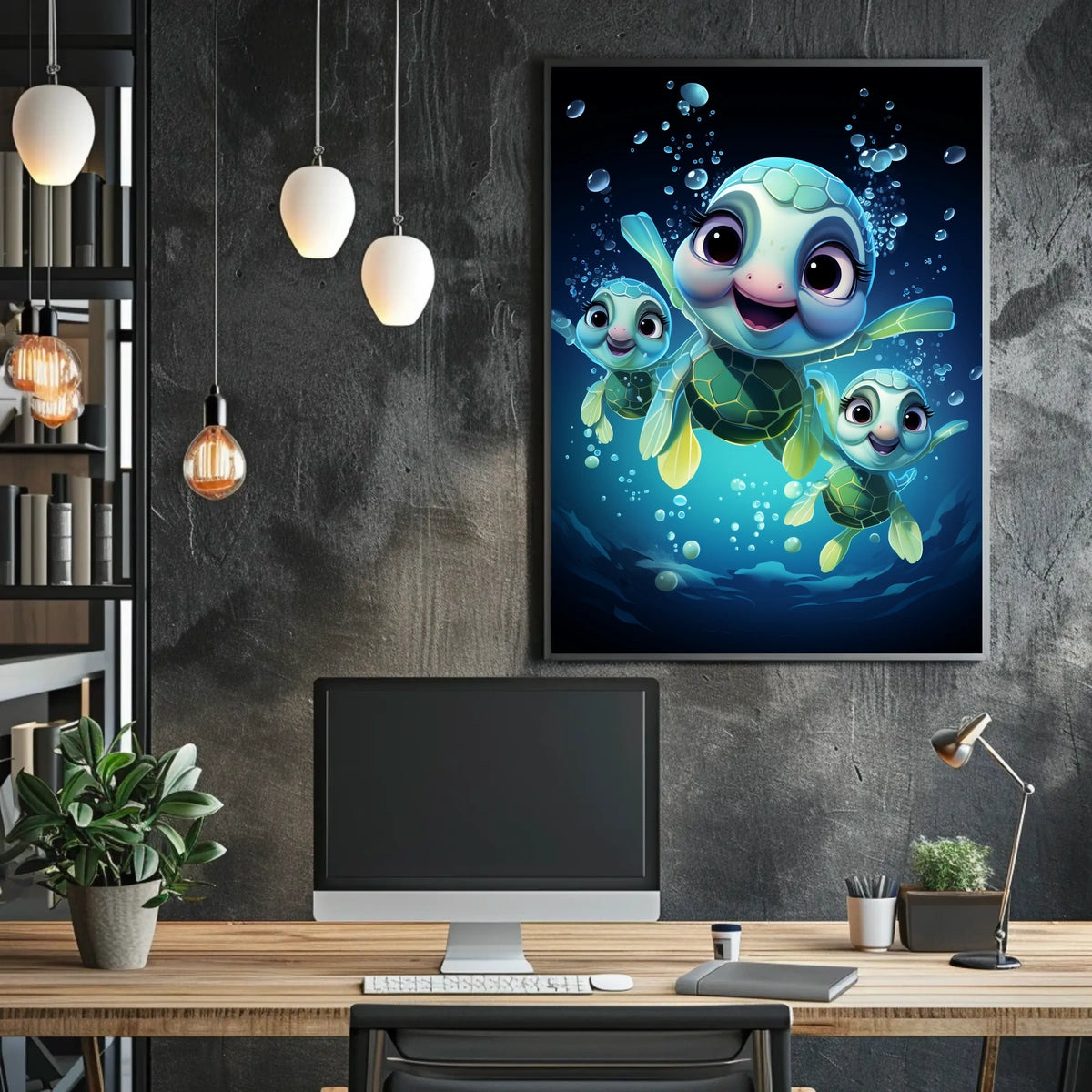 Underwater Adventure: Playful Sea Turtles Poster