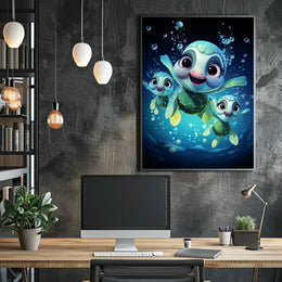 Underwater Adventure: Playful Sea Turtles Poster