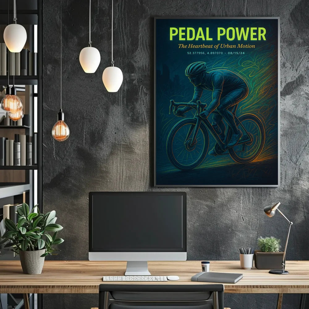 Cycling Energy in Urban Motion Sports Poster PosterGoat
