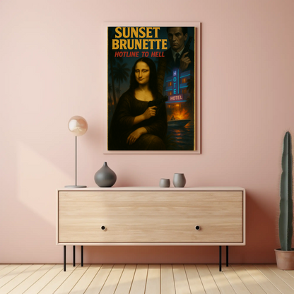 Sunset Brunette Mona Lisa Parody Noir Action Art Movie Poster