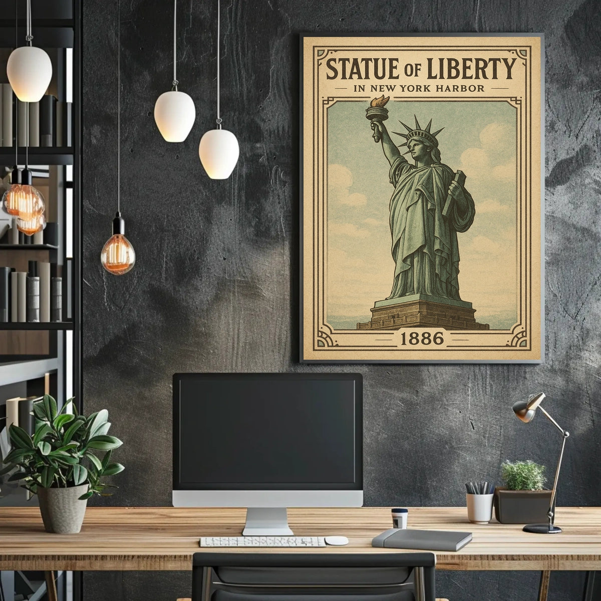 Statue of Liberty Vintage Illustration Cultural or Heritage Poster
