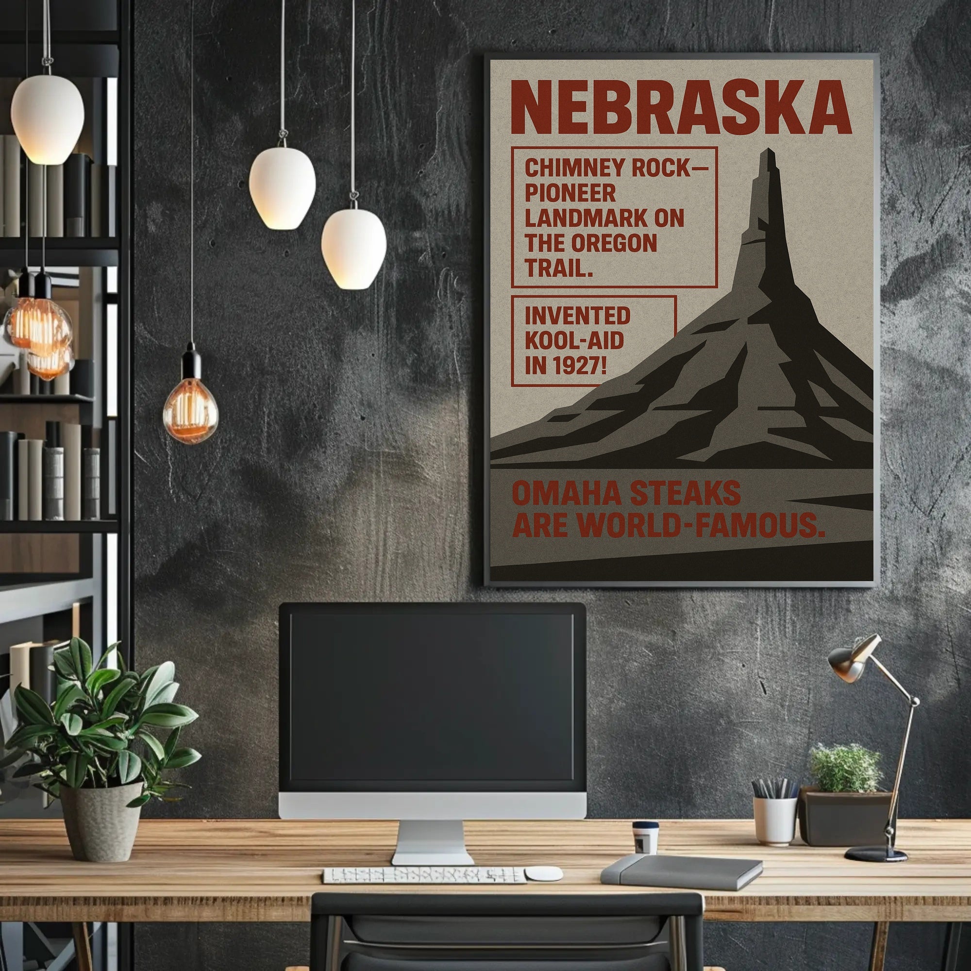Nebraska Highlights Wall Art Print Decor PosterGoat