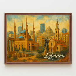 Beirut Cityscape Night View Photography Realism Poster