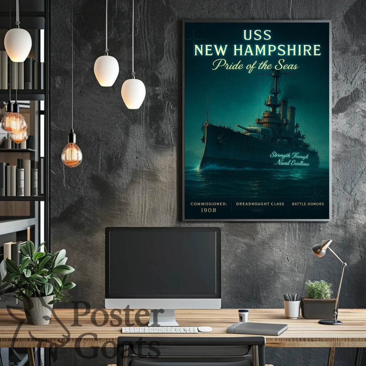 USS New Hampshire Battleship: Naval Excellence Historical Poster
