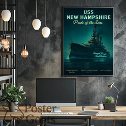 USS New Hampshire Battleship: Naval Excellence Historical Poster