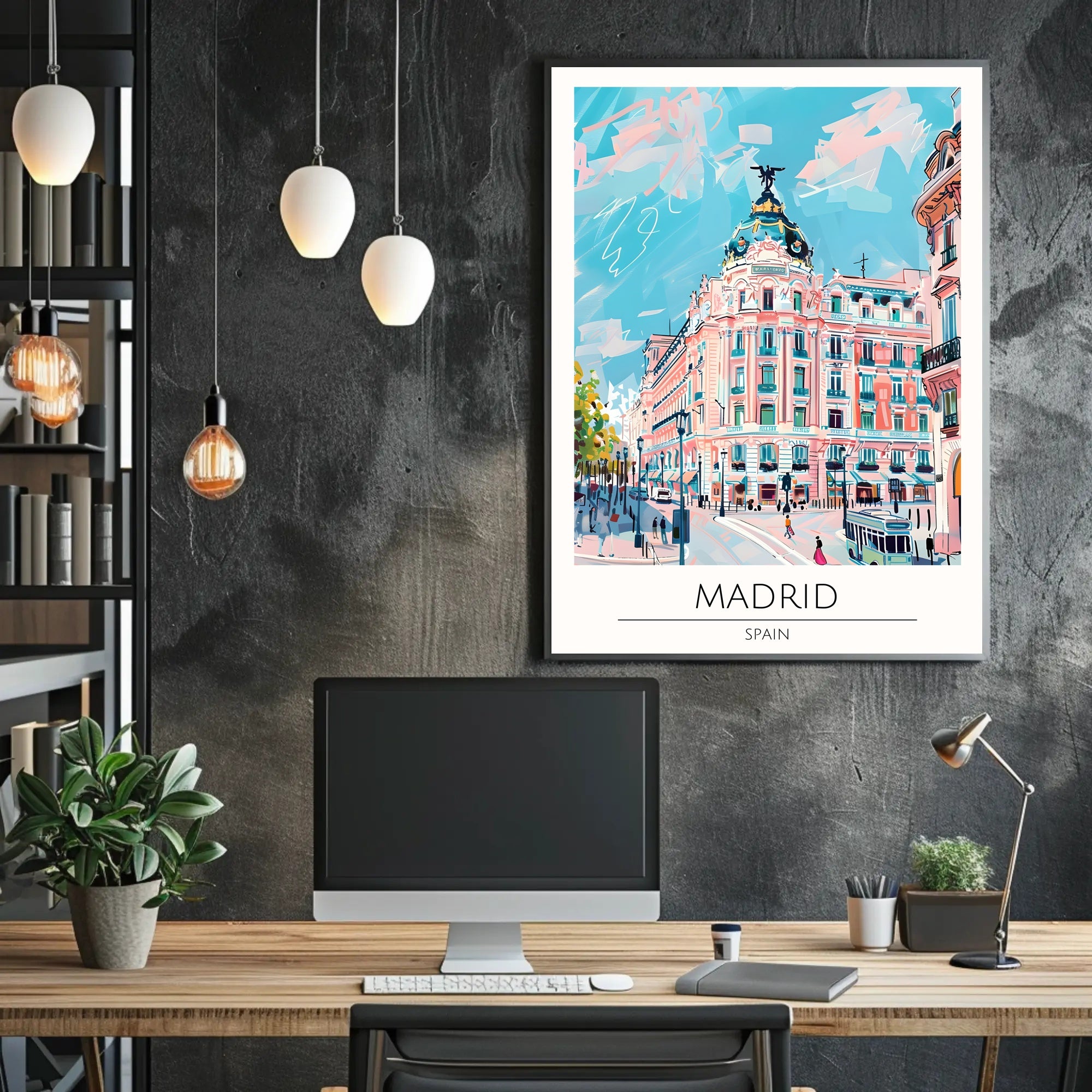 Vibrant Streets of Madrid Poster PosterGoat