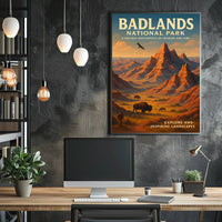 Badlands National Park Scenic Poster Wall Art Print