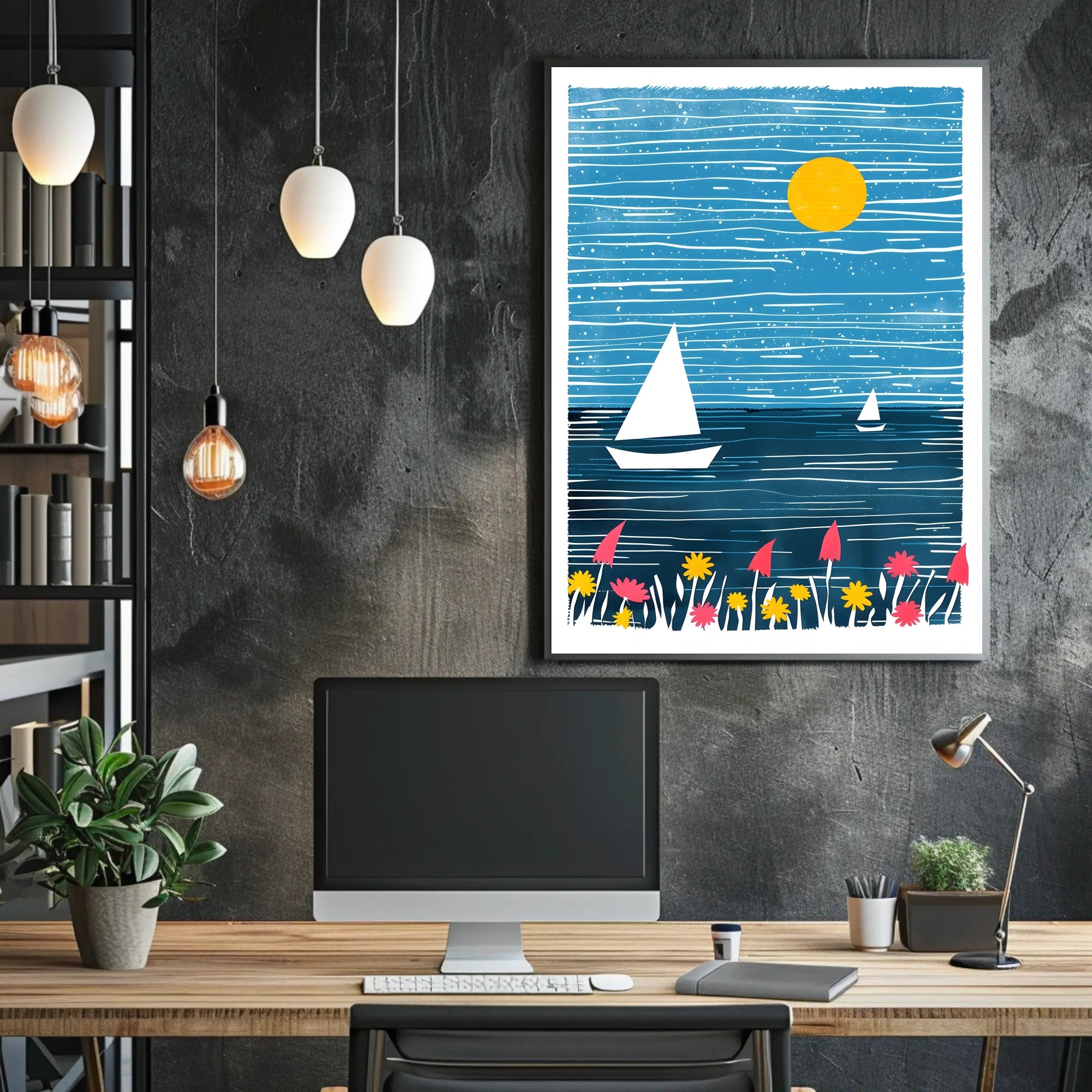 Seascape Poster Modern Coastal Wall Art Print