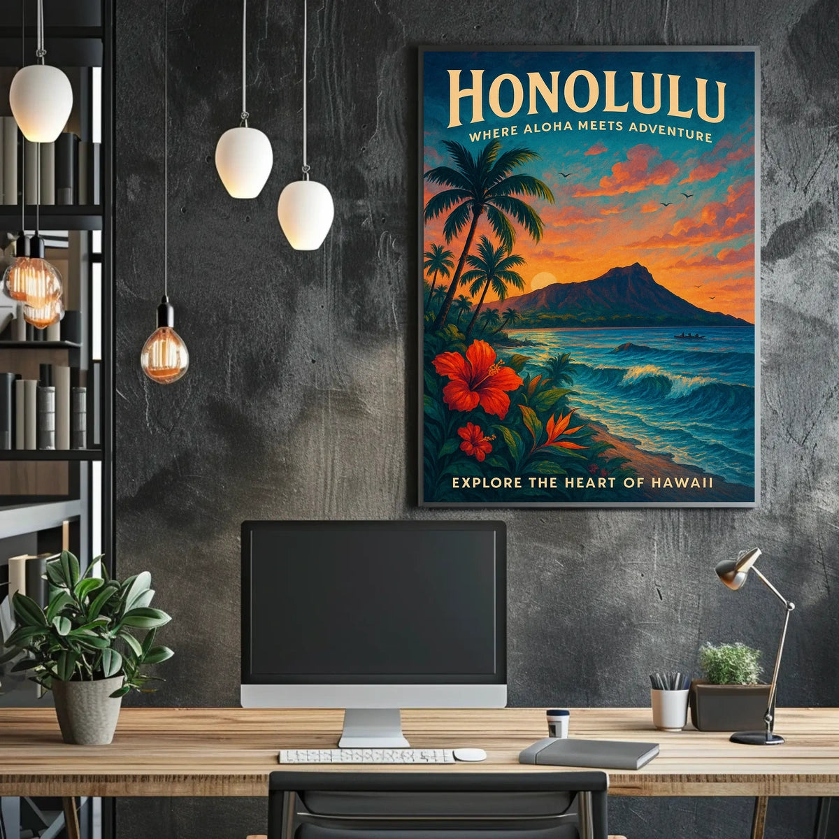 Honolulu Adventure Vintage Travel Poster Art Print