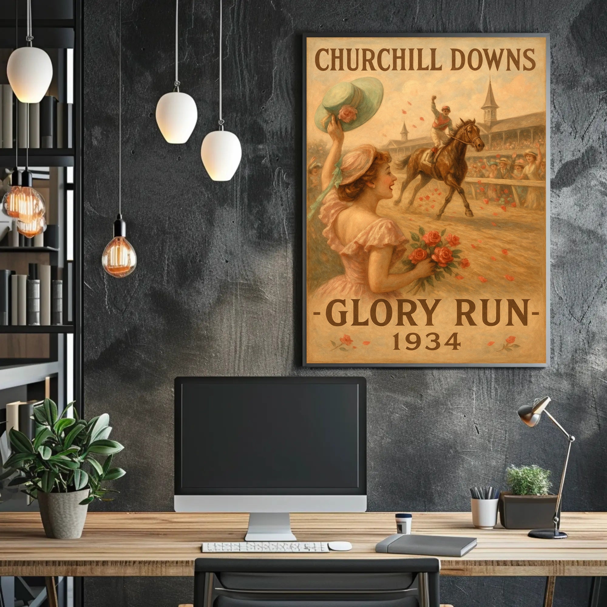 Churchill Downs Vintage Jockey Victory Sports Poster