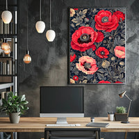 Elegant Red Poppies Artwork, Abstract or Artistic Poster
