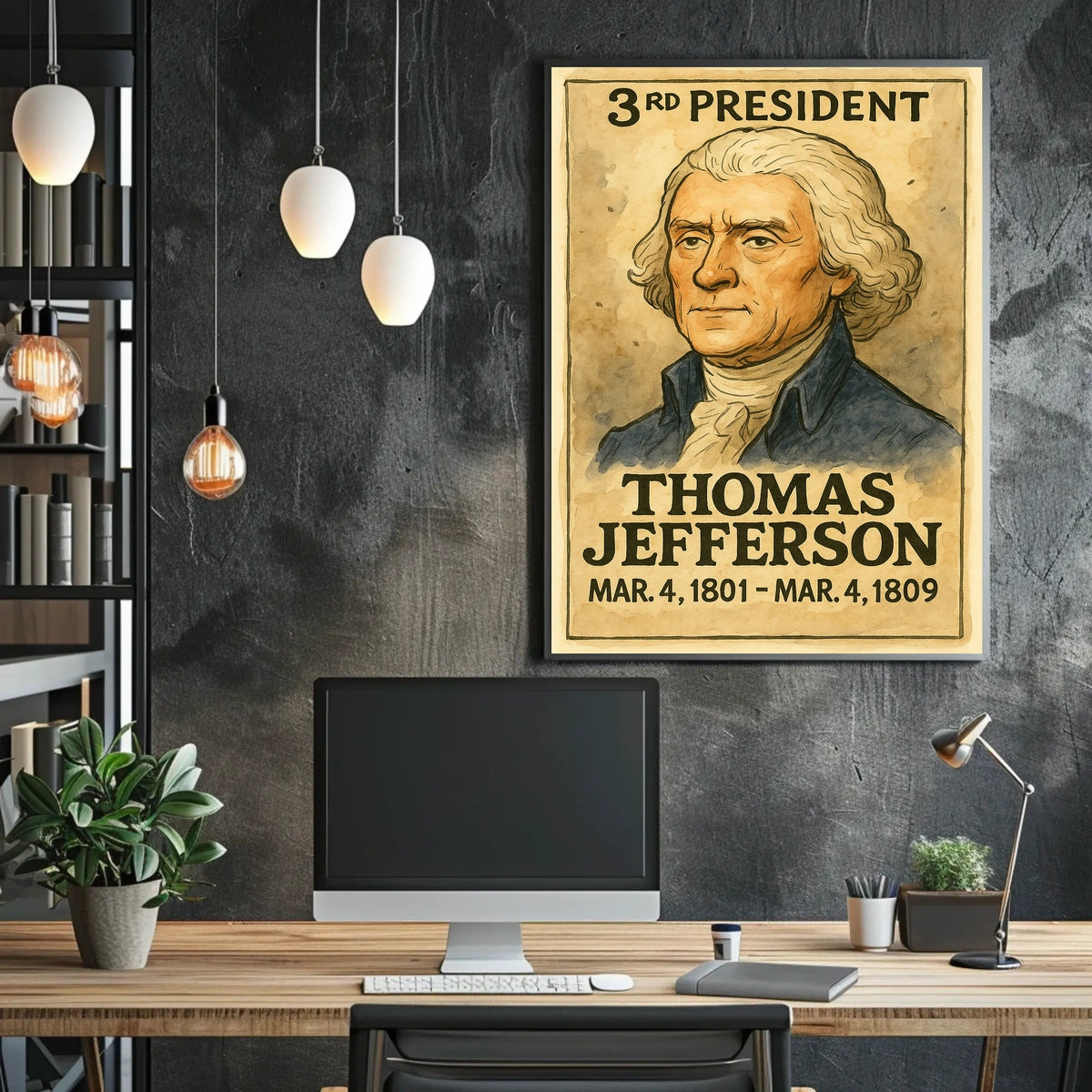 Thomas Jefferson 3rd President of the United States Exaggerated Cartoon Sketch Poster