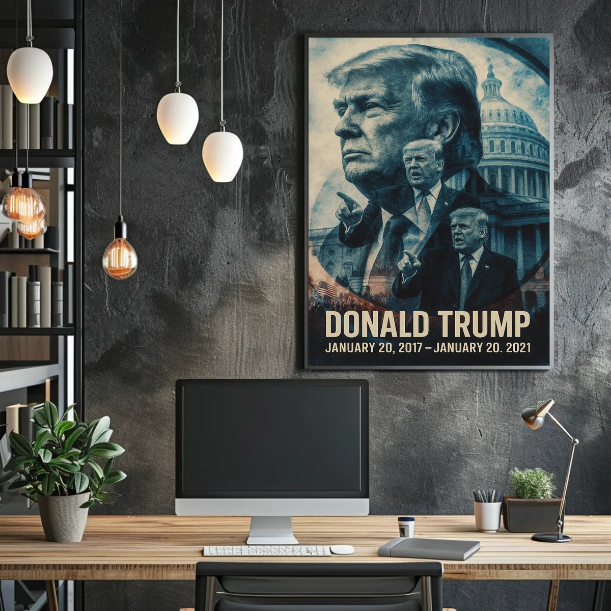 Donald Trump 45th President of the United States Double Exposure Poster