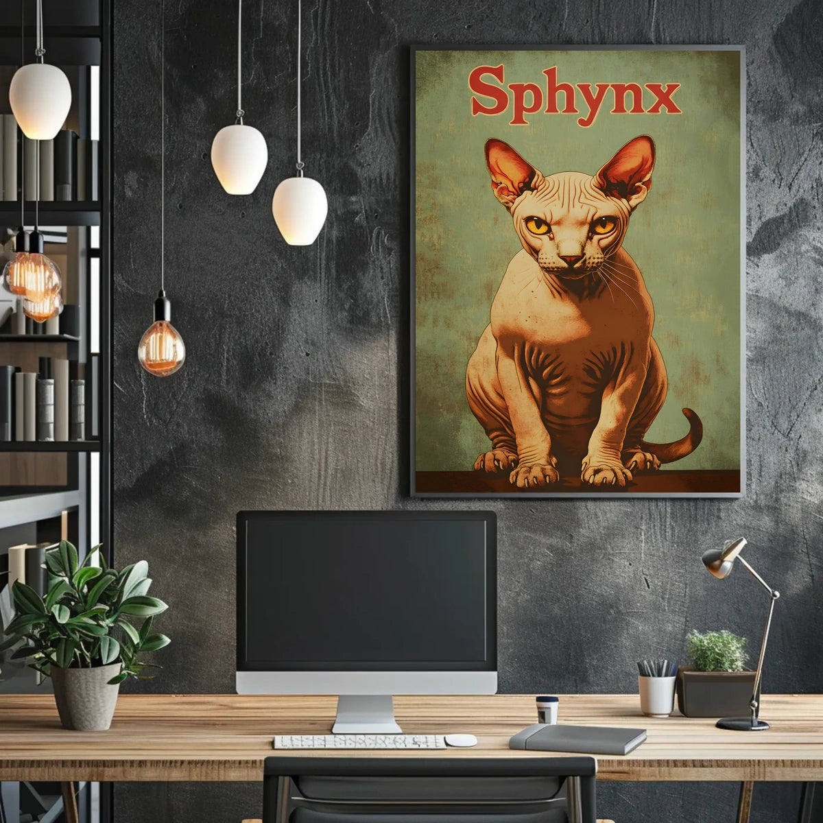 Sphynx Cat Minimalist Art Print For Modern Home Poster