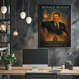 Reagan Era Leadership Vintage Patriotic Poster Art