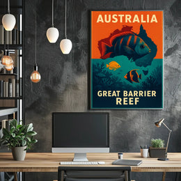 Great Barrier Reef Vintage Travel Adventure Poster