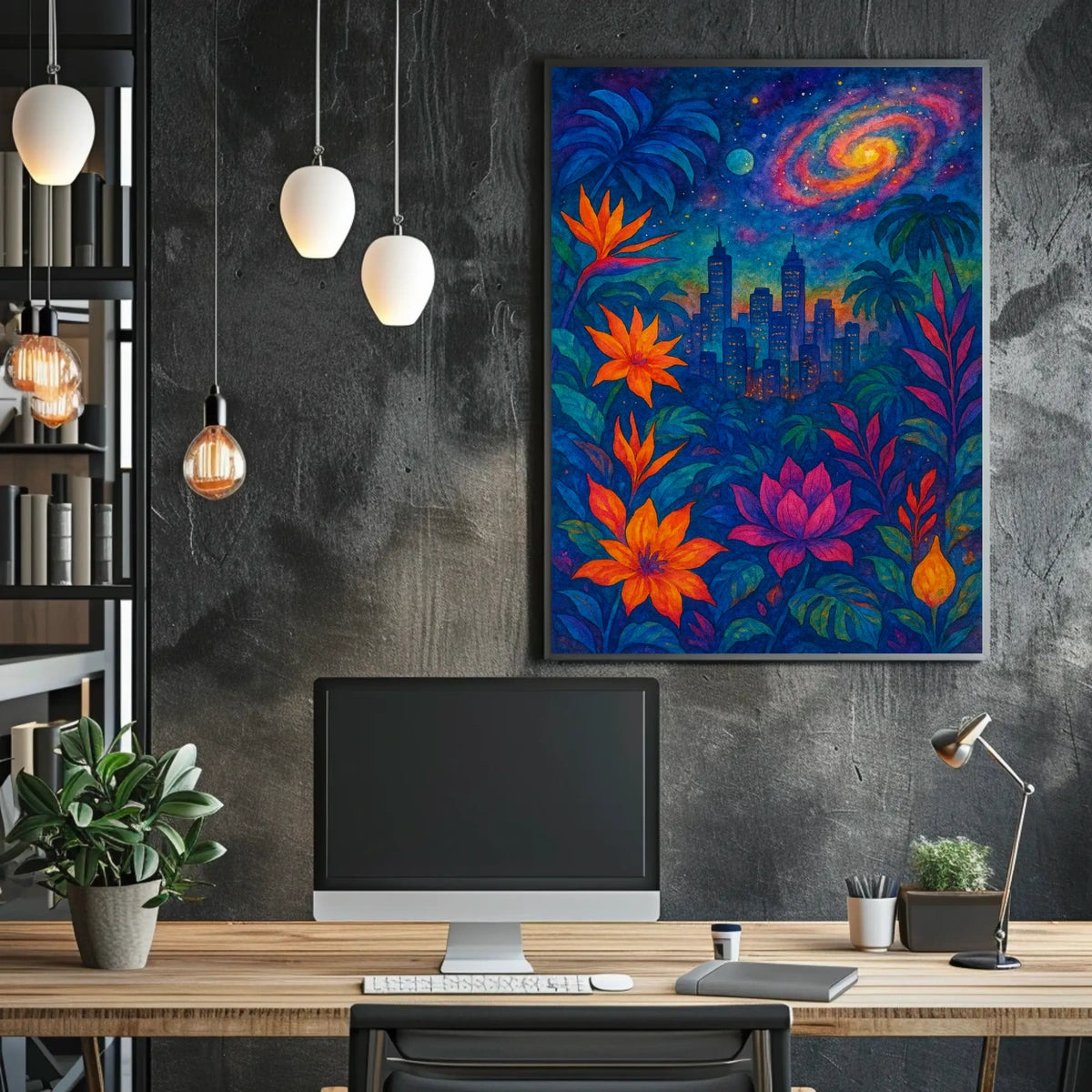 Cosmic Jungle Cityscape Poster