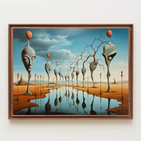 Surrealistic Landscape with Elongated Sculptures Artistic Poster