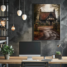 Rustic Cottage In Autumn Poster