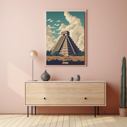 Chichen Itza Mexico Ancient Pyramid Ruins Travel Poster
