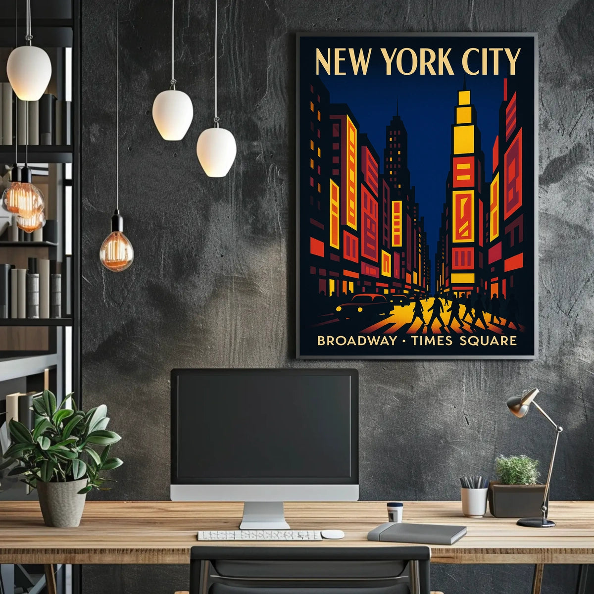 Stylized New York Urban Energy: Times Square Travel Poster