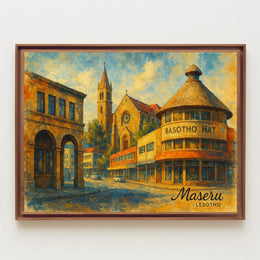 Maseru Cityscape Photography Realism Wanderlust Urban Skyline Timeless Cultural City Poster
