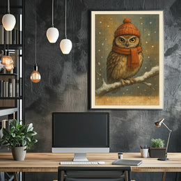 Winter Owl In Cozy Attire Poster