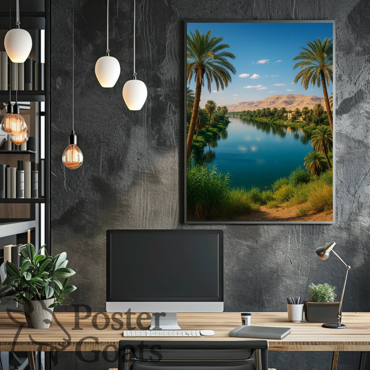 Tranquil River Scene: Photorealistic Cultural or Heritage Poster