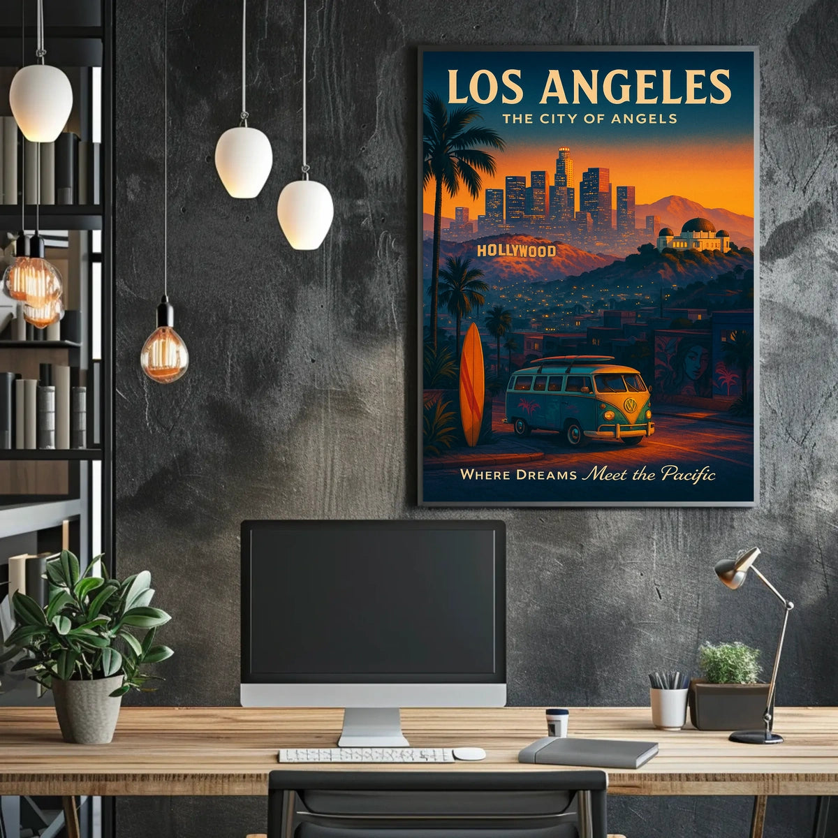 Los Angeles Sunset Vintage Art Poster Print
