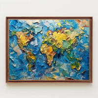Textured Impressionistic World Map Palette Knife Poster