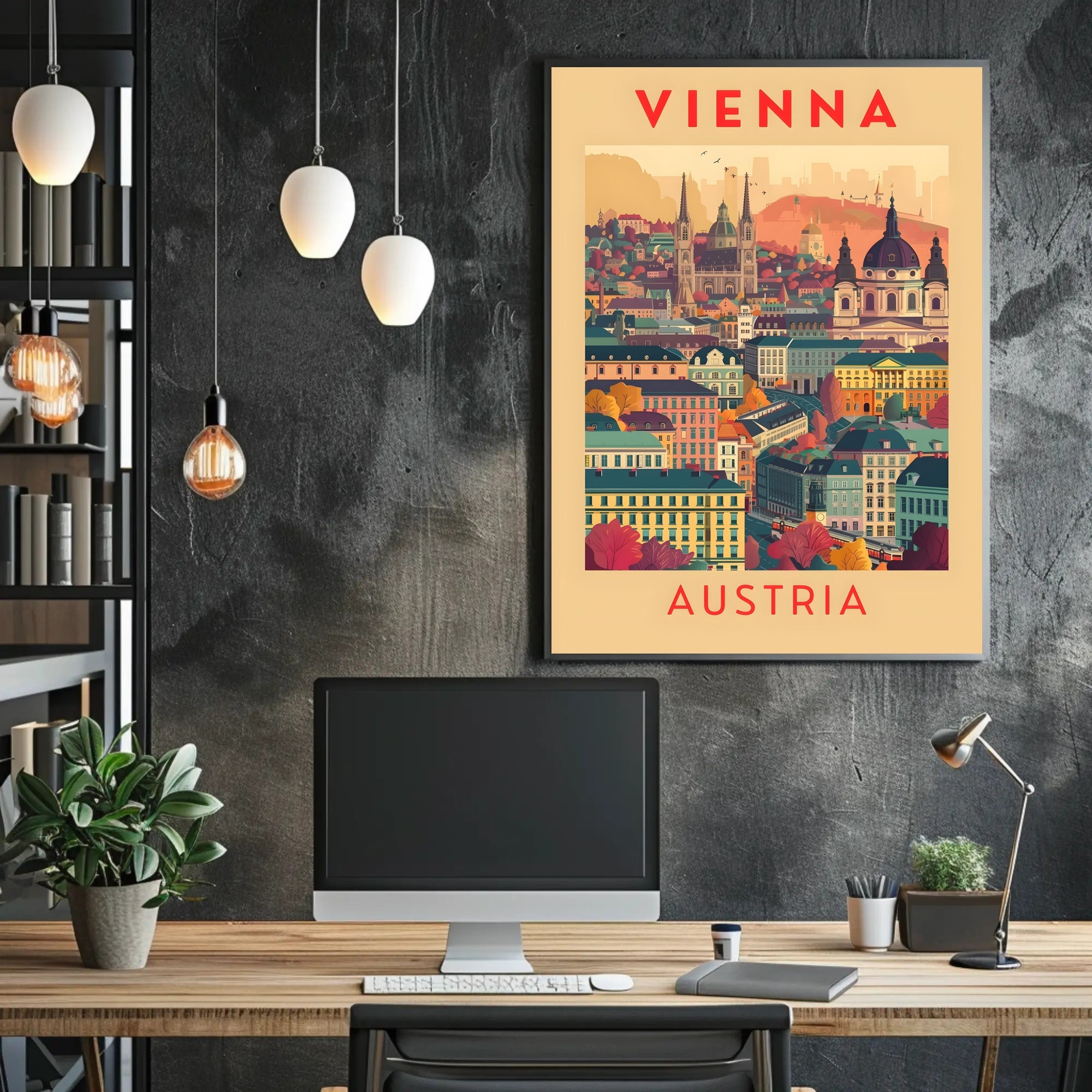 Vienna Skyline Artistic Travel Poster