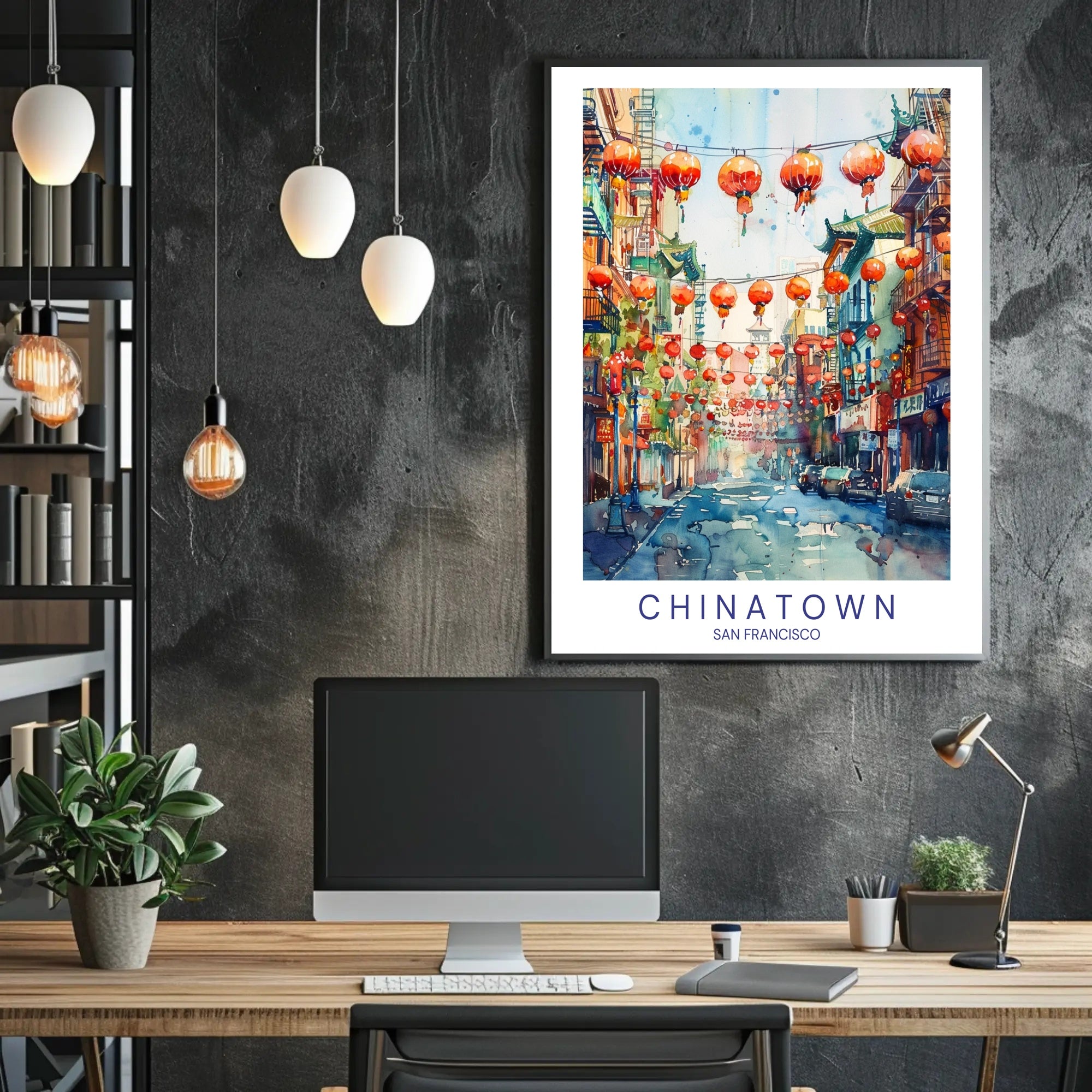 Chinatown San Francisco Watercolor Urban or Cityscape Poster PosterGoat