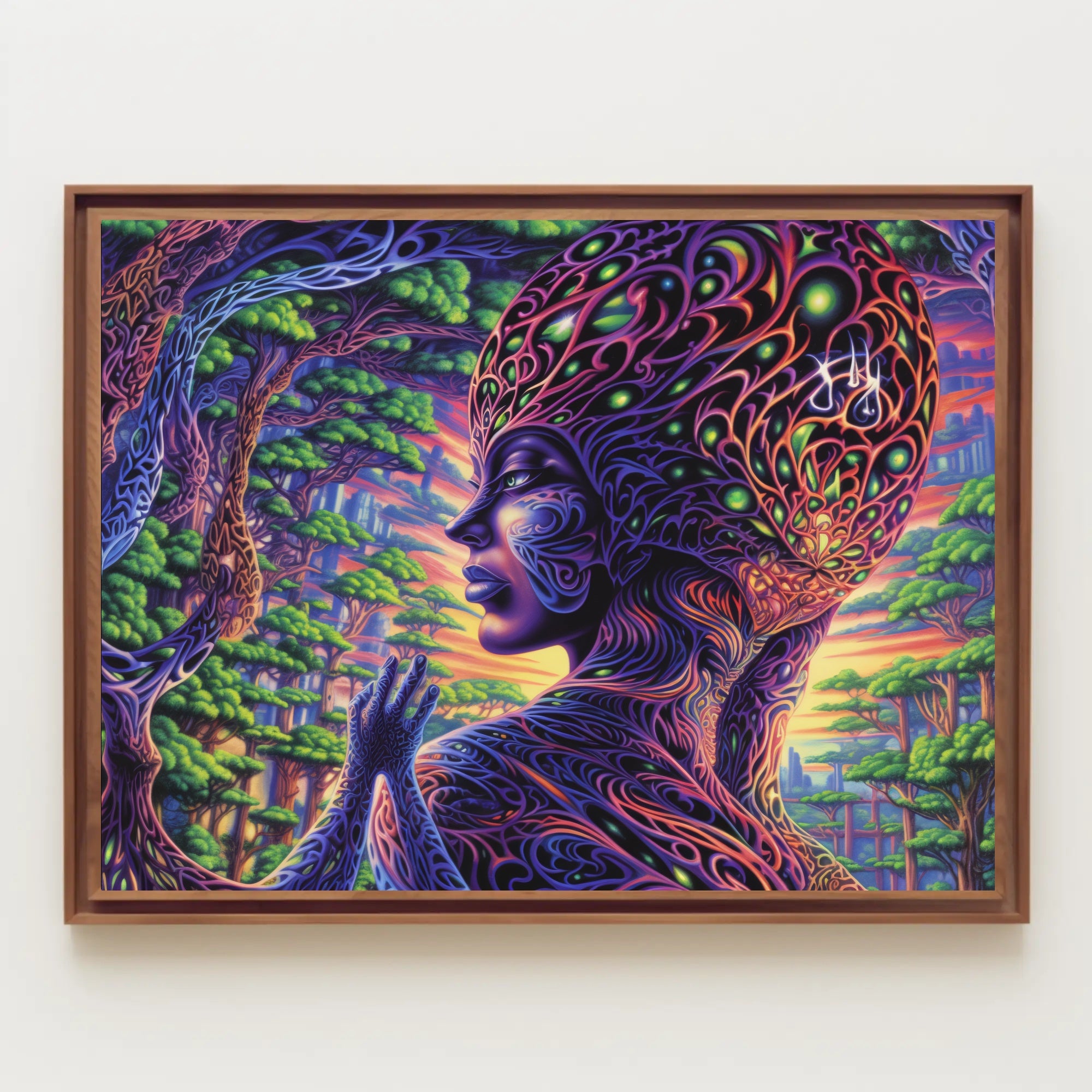 Psychedelic Alien Figure in Surreal Nature Fantasy or Mythology Poster