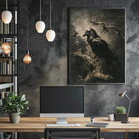 The Watchful Raven Art Print Poster for Home Decor and Nature Lovers PosterGoat