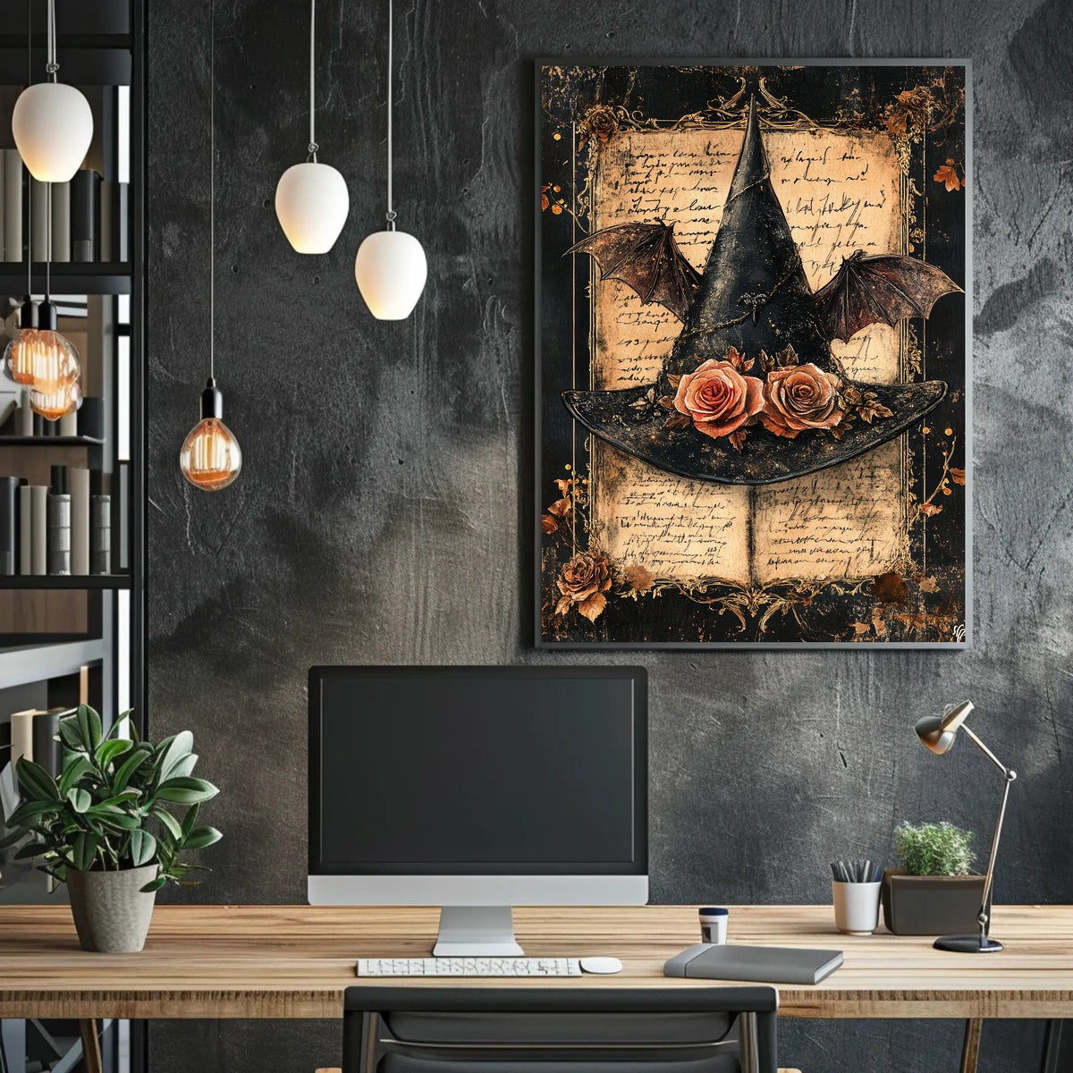 Mystical Witch Hat Halloween Scene Artistic Poster