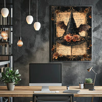 Mystical Witch Hat Halloween Scene Artistic Poster